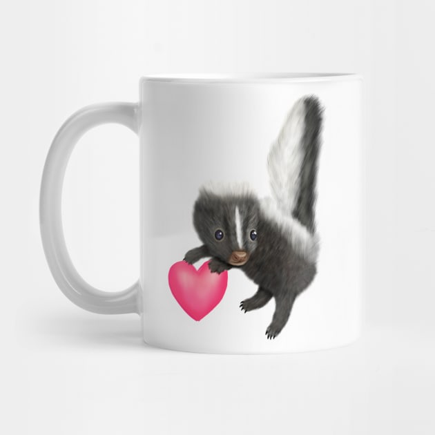 Cute Baby Skunk with a Pink Heart for Skunk Lovers by Mochi Merch